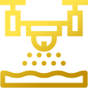 Drone pulverizando gotas finas e grossas